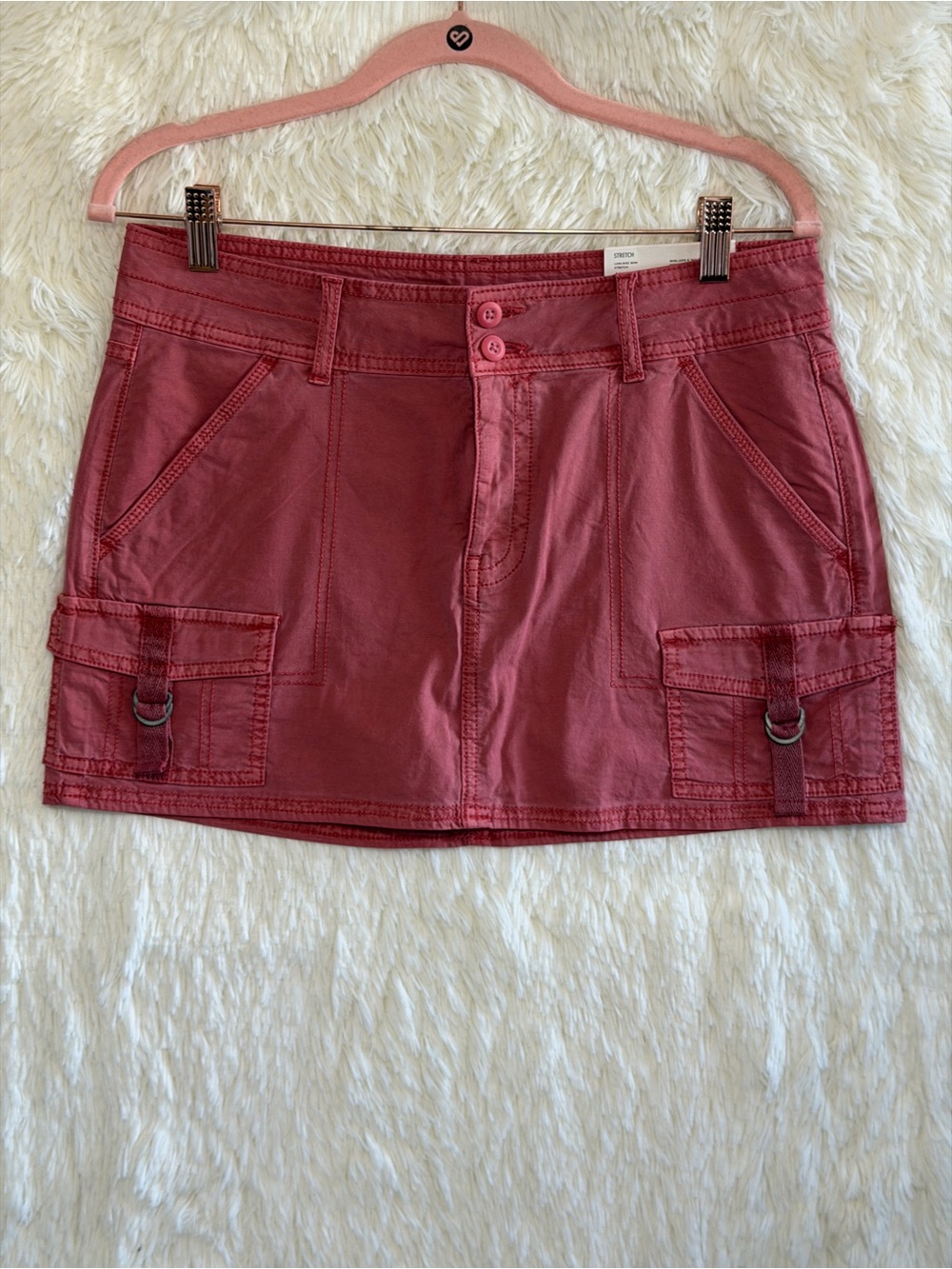 American Eagle Womens Low Rise Utility Cargo Mini Skirt Size 8 Rose Gorpcore NWT